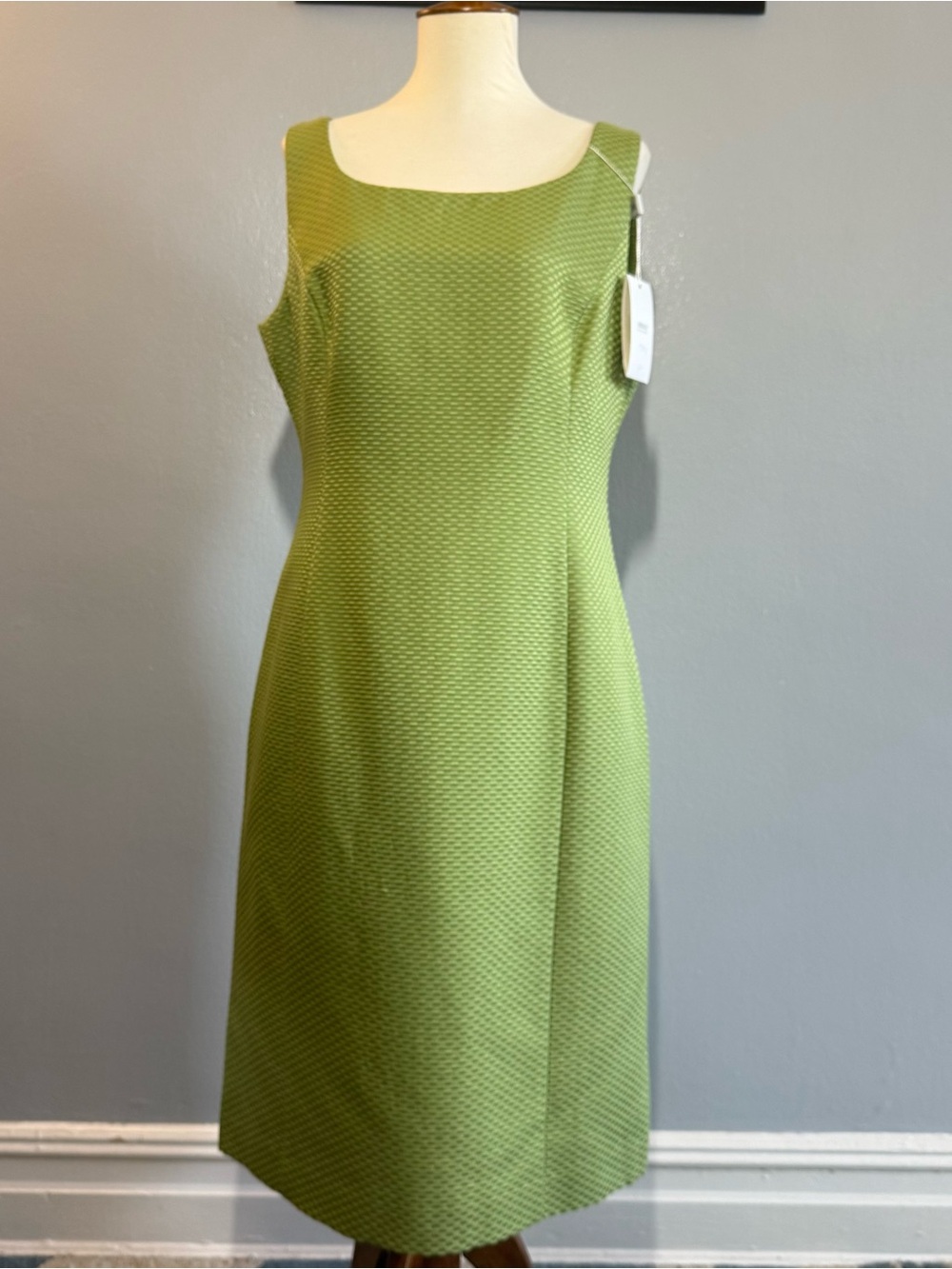 Armani Collezioni Green Textured Midi Sheath Dress